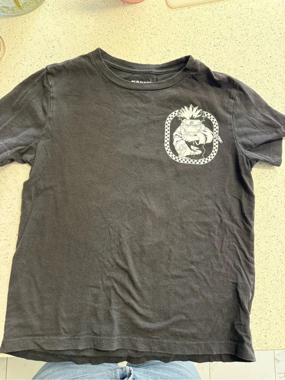 Old Navy Black Kids Graphic Tee with White Naruto Chest Print